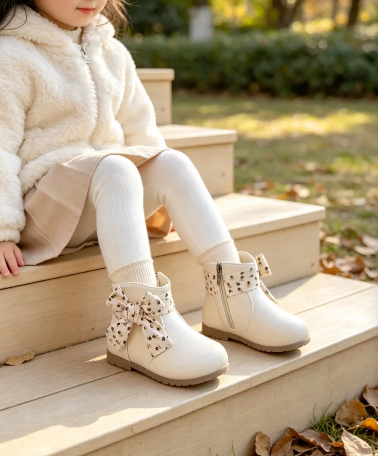 Autumn New Children Bow-tie Short Boots Little Princess Elegant Leather Boots Baby Cute Comfortable Casual Boots