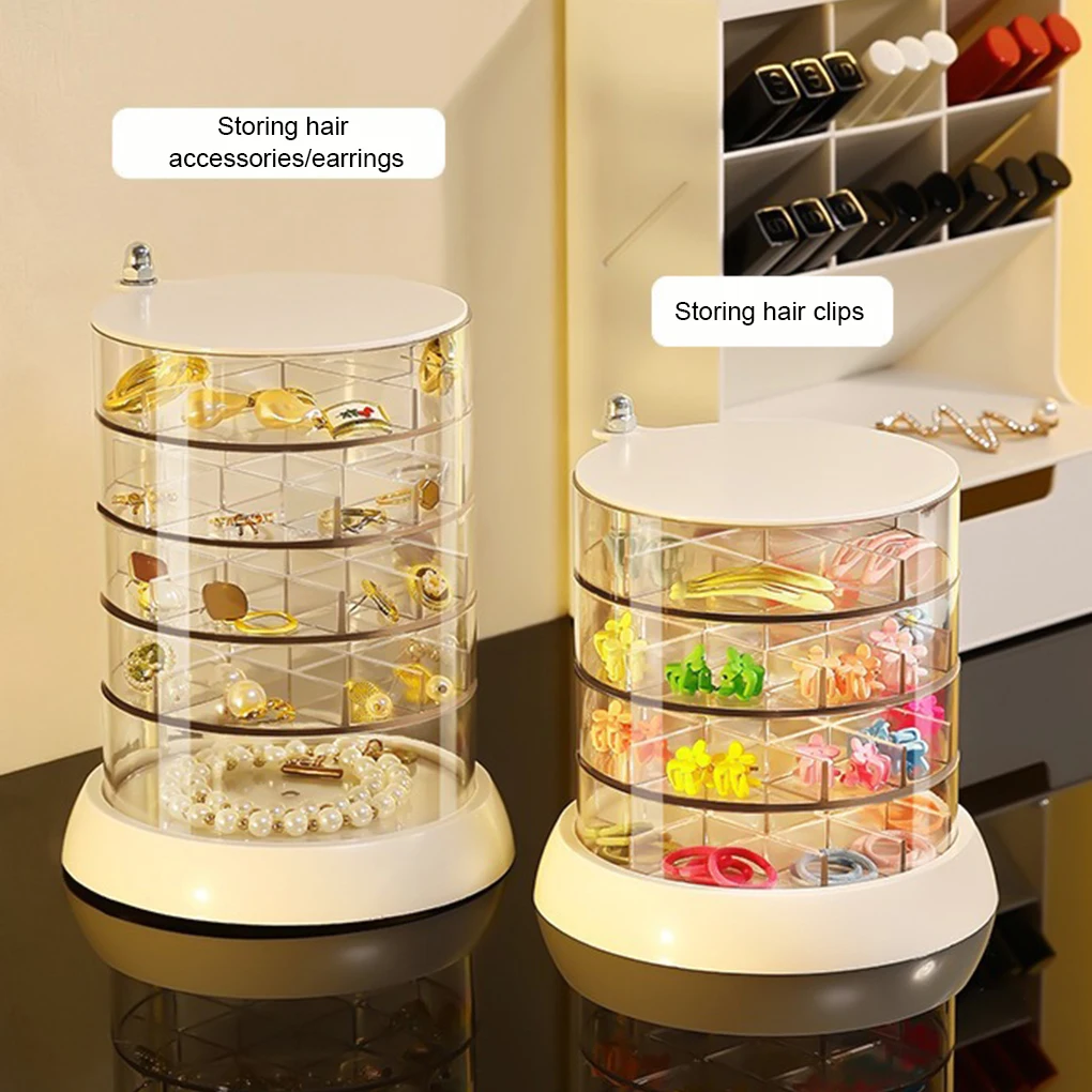 Acrylic Ring Holder Transparent 5-layer acrylic jewelry box with multiple compartments for hair accessories storage box