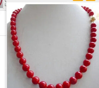 wholesale factory price High-quality Jewelry real  big 10MM ROUND natural pink red CORAL BEADS necklace Collier Halsk