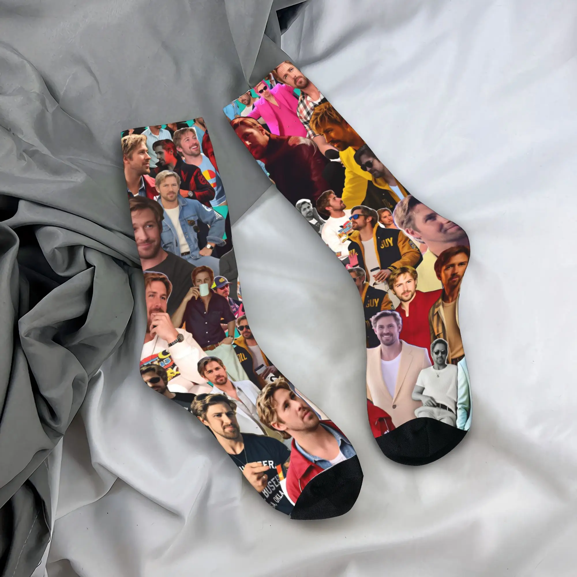 

Ryan Gosling Collage Socks Gothic Stockings Men's Comfortable Climbing Socks Winter Custom Anti Skid Socks