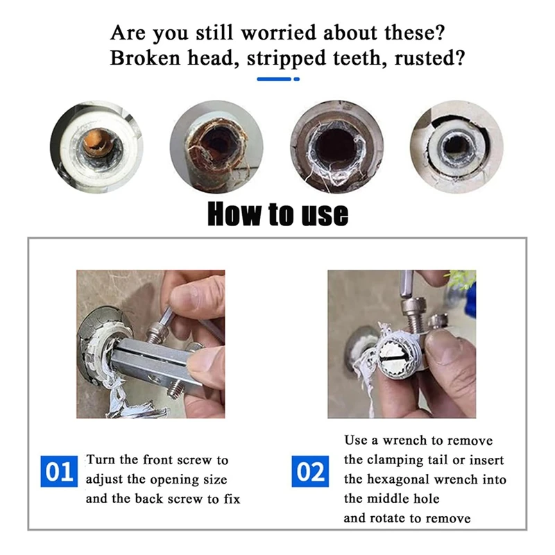 Broken Faucet Removal Tool Stripping Screw Extractor Set Function Handle Broken Screw Removal Tool Bolt Extractor Kit A
