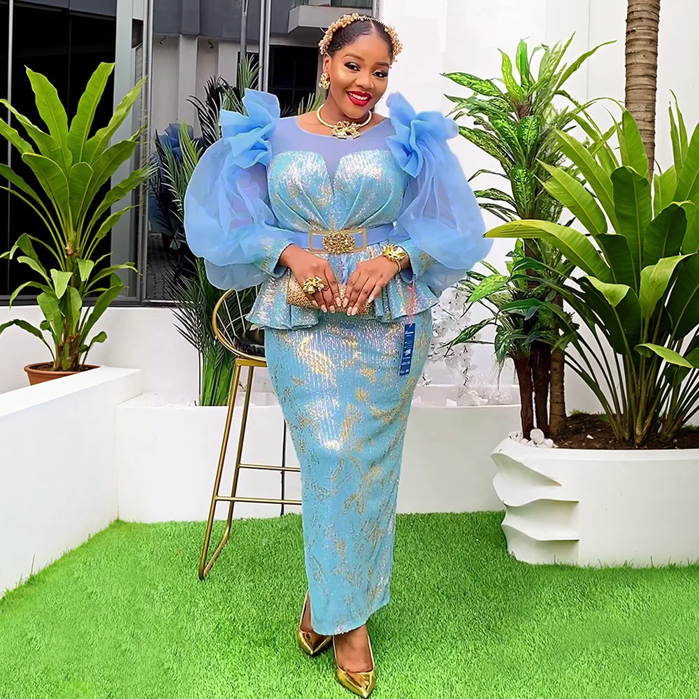 

Faionable Large Size rican Women's Dr Sparkling Cisas Par Gown Cross-Border High Waist Ogees Thi Winter Dr