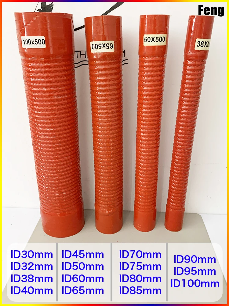 Red Length 500mm Silicone Flexible Hose and 2Clamps ID30-1000mm  Air Intake Pipe Radiator Tube High Pressure Temperature R