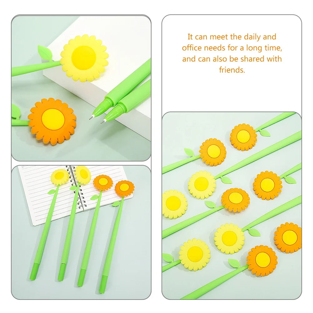 

2Pcs Creative Sunflower Ink Pens Smooth Writing Black Sign Pens for Students Office Testing School Stationery Supplies