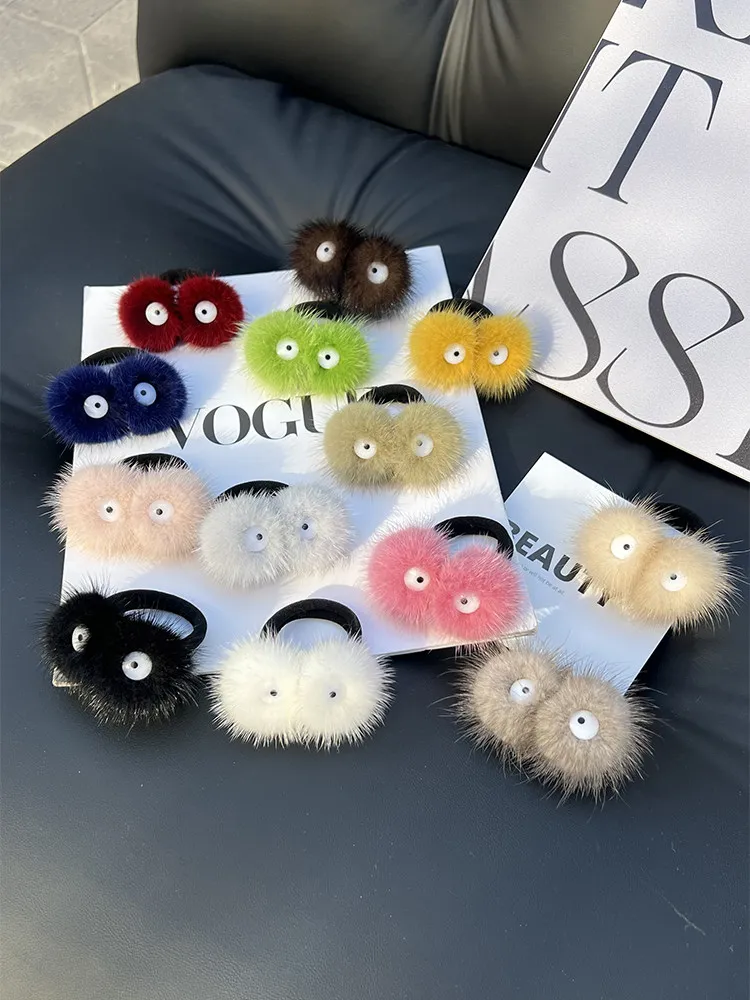 

New Cute Plush Natural Mink Fur Hairpin Hair Claw Real Fur Hairgrips Fashion Elegant Temperament Hair Accessories