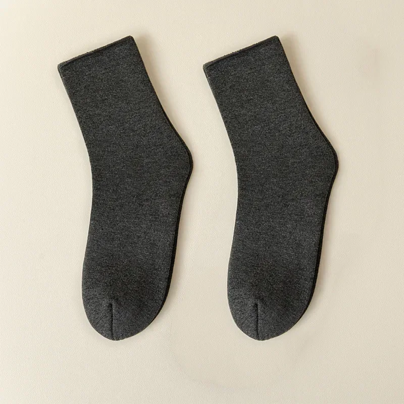 Women Men Winter Warm Thicken Wool Cashmere Snow Socks Velvet Thermal Sleep Solid Color Floor Sock Skin Seamless Soft