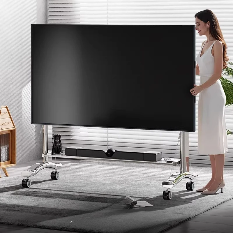 

Stainless steel TV movable bracket floor cart large screen TV cabinet 55-120 inches
