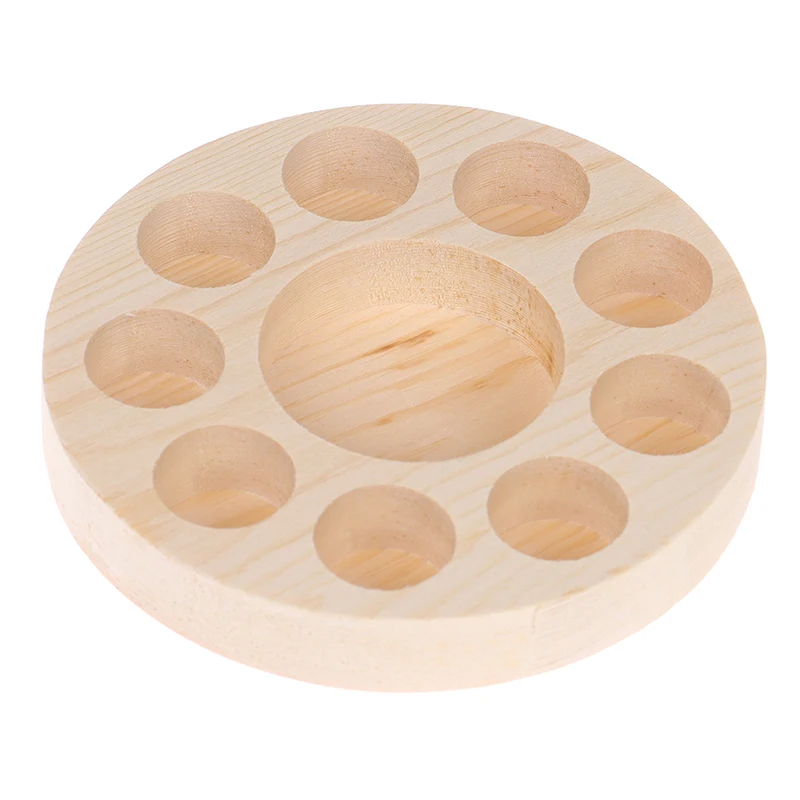 حامل عرض الزيوت العطرية الخشبي الدائري مكون من 10 فتحات رف منظم لديكور المنزل وإكسسوارات العافية #5