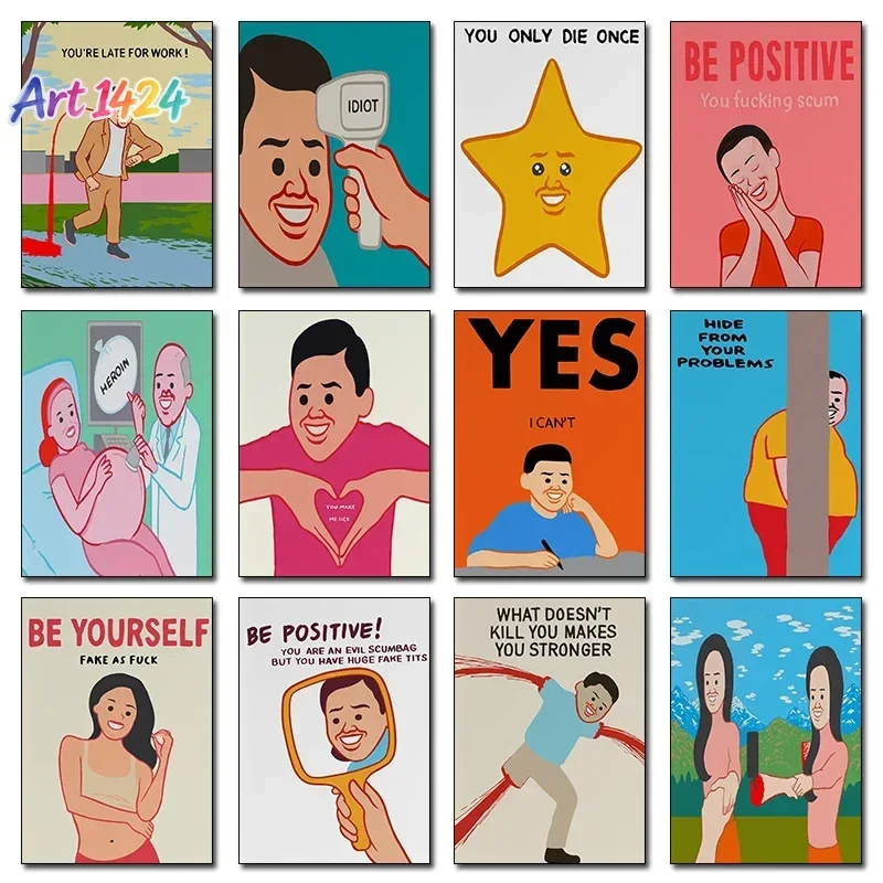 Modern Funny Joan Cornella Life Posters Black Humor Contemporary Irony Prints Canvas Painting Wall Art Pictures Home Room Decor