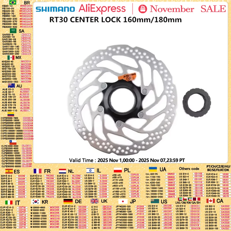 

SHIMANO Disc Brake Rotor SM RT54 RT64 RT53 RT30 RT10 EM600 CENTER LOCK SUIT For Mountain Bikes Disc XT SLX DEORE MTB Bike