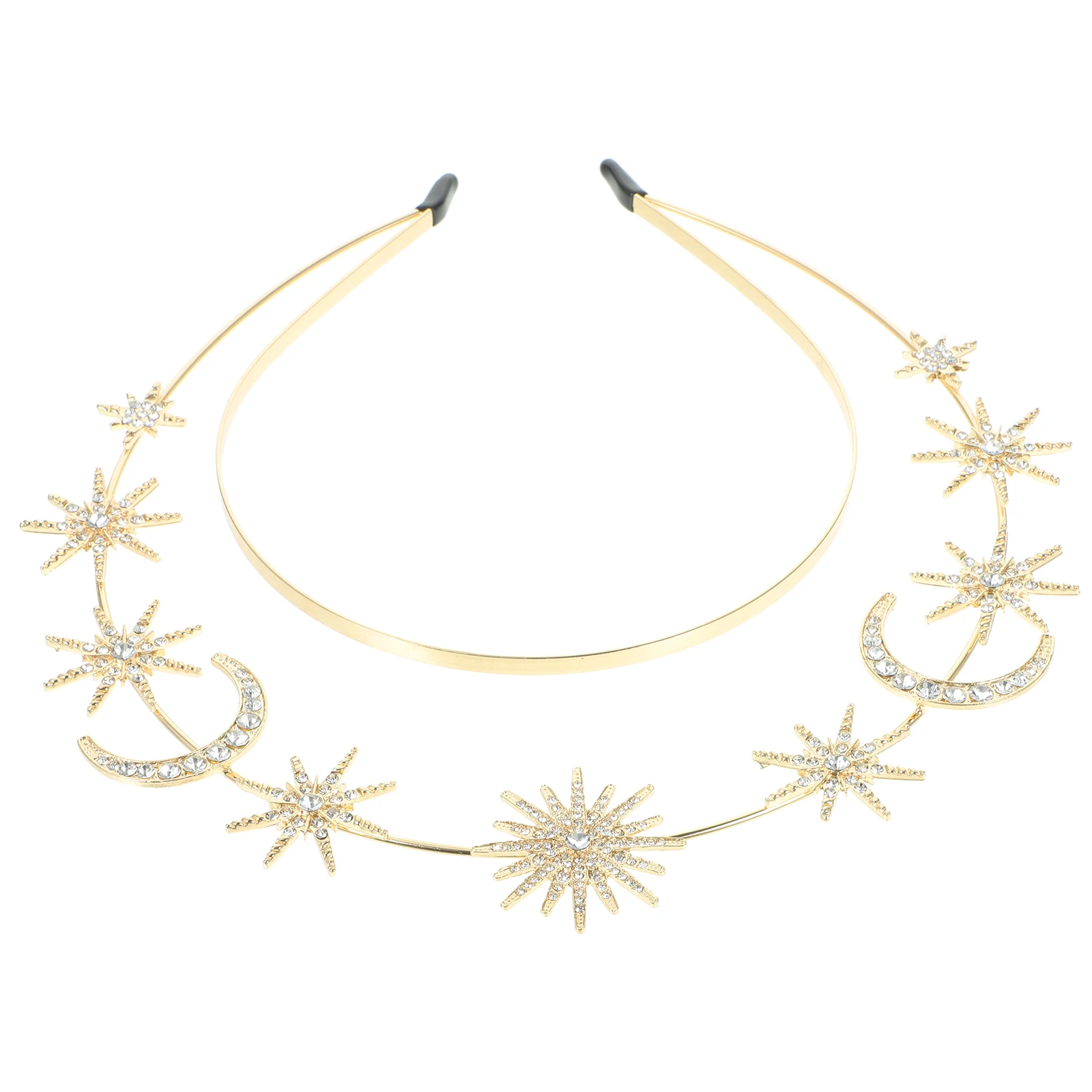 

Double Layer Star Moon Headband Hair Accessories for Women Wedding Bridal Party Golden Crown Headpiece Elegant Medieval Goddess