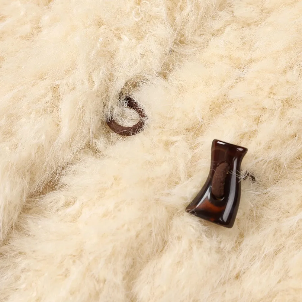 CIVICERA Design unico Fce Foderato ort Jaet Donna Autunno Inverno Sle Piccola dimensione Pelliccia di agnello Chiusura superiore con bottoni Lungo Sve