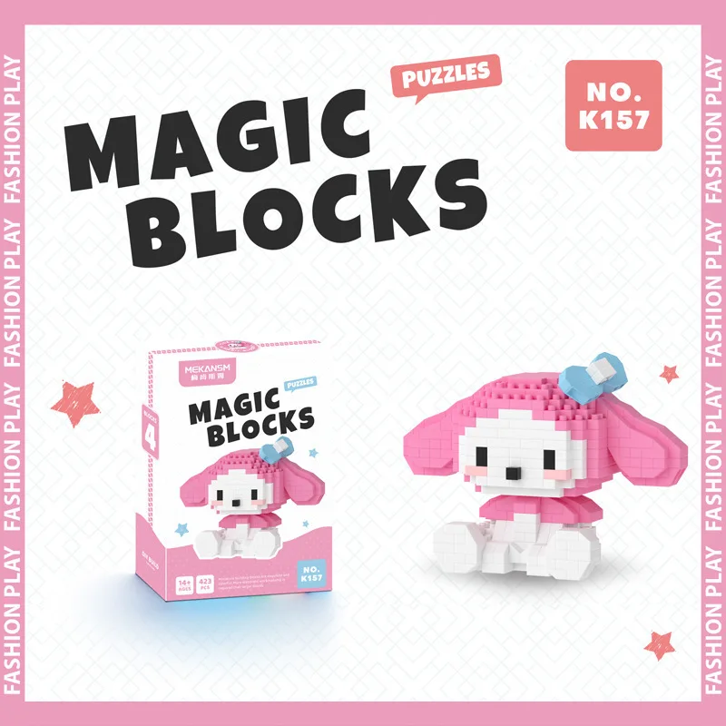 

Cartoon Kitty Puzzle Block Toy Cute Kuromi Diamond Small Particle Plastic Building Blocks The Best Gift For A Girlfriend
