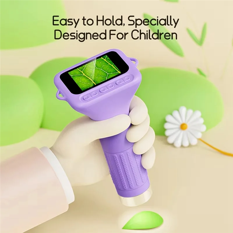 New 1000X Digital Microscope For Kids 2-Inch IPS Screen 2MP Optical Lens With Camera And Video Function For Christmas