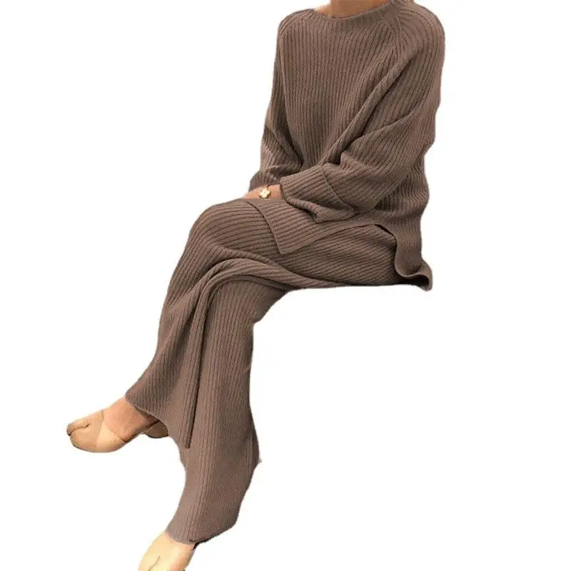 Maglione lungo in due pezzi lavorato a maglia color Sve da donna, set versatile per l'ingresso dell'armadio autunnale