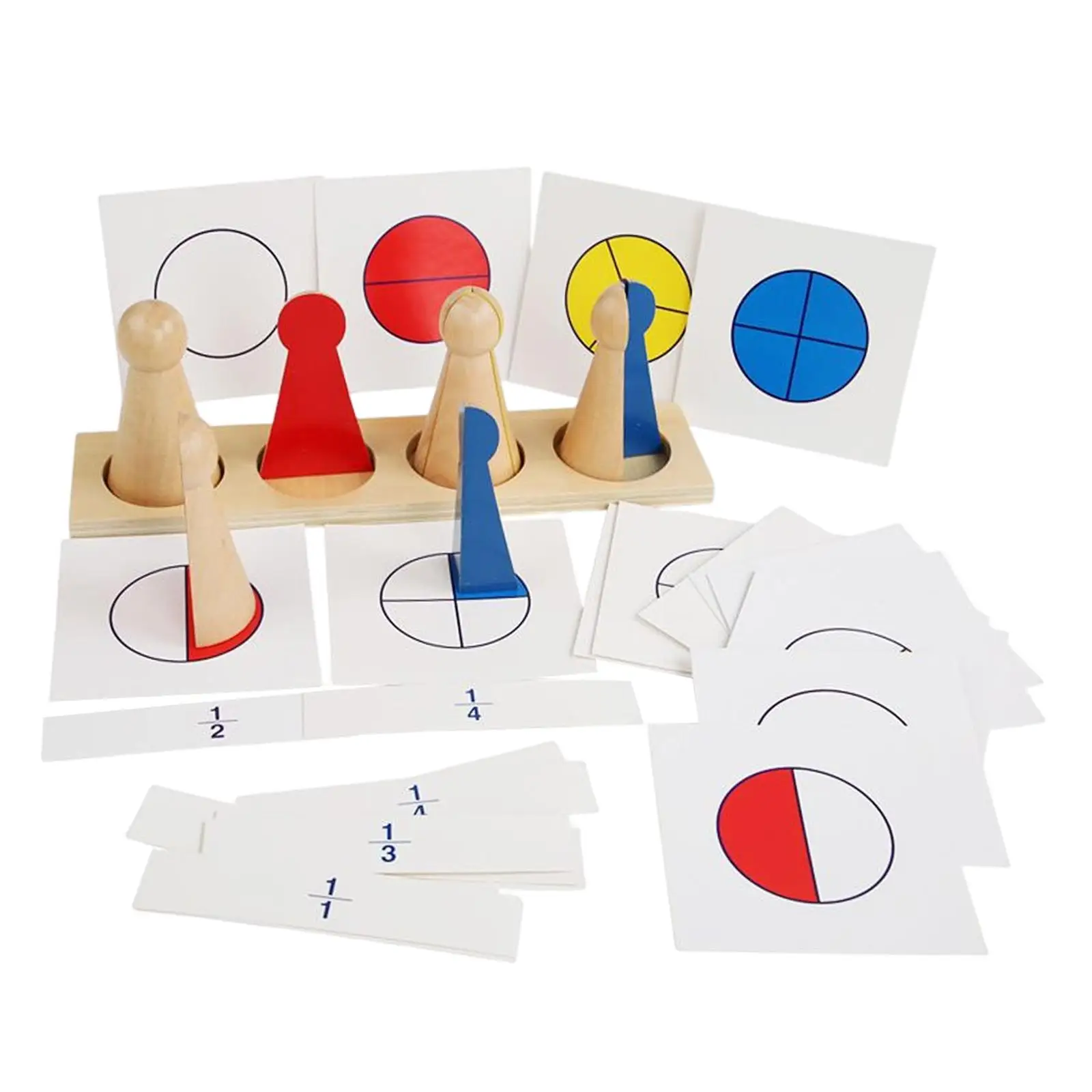 Wood Fraction Manipulatives Educational Toys Preschool Teaching Aids Learning Toy for Toddler Children Kids Girls Boys