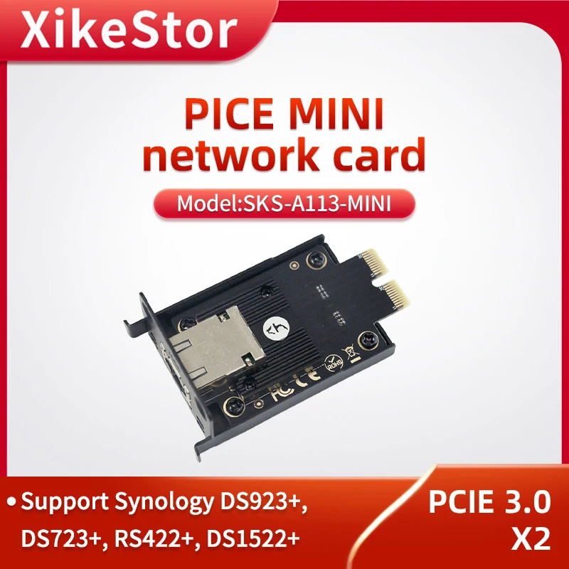 

XikeStor PCIE 3.0 10G RJ45 Mini Network Card Fast Transmission Easy Installation for Synology NAS DS923+ DS723+ RS422+ DS1522+