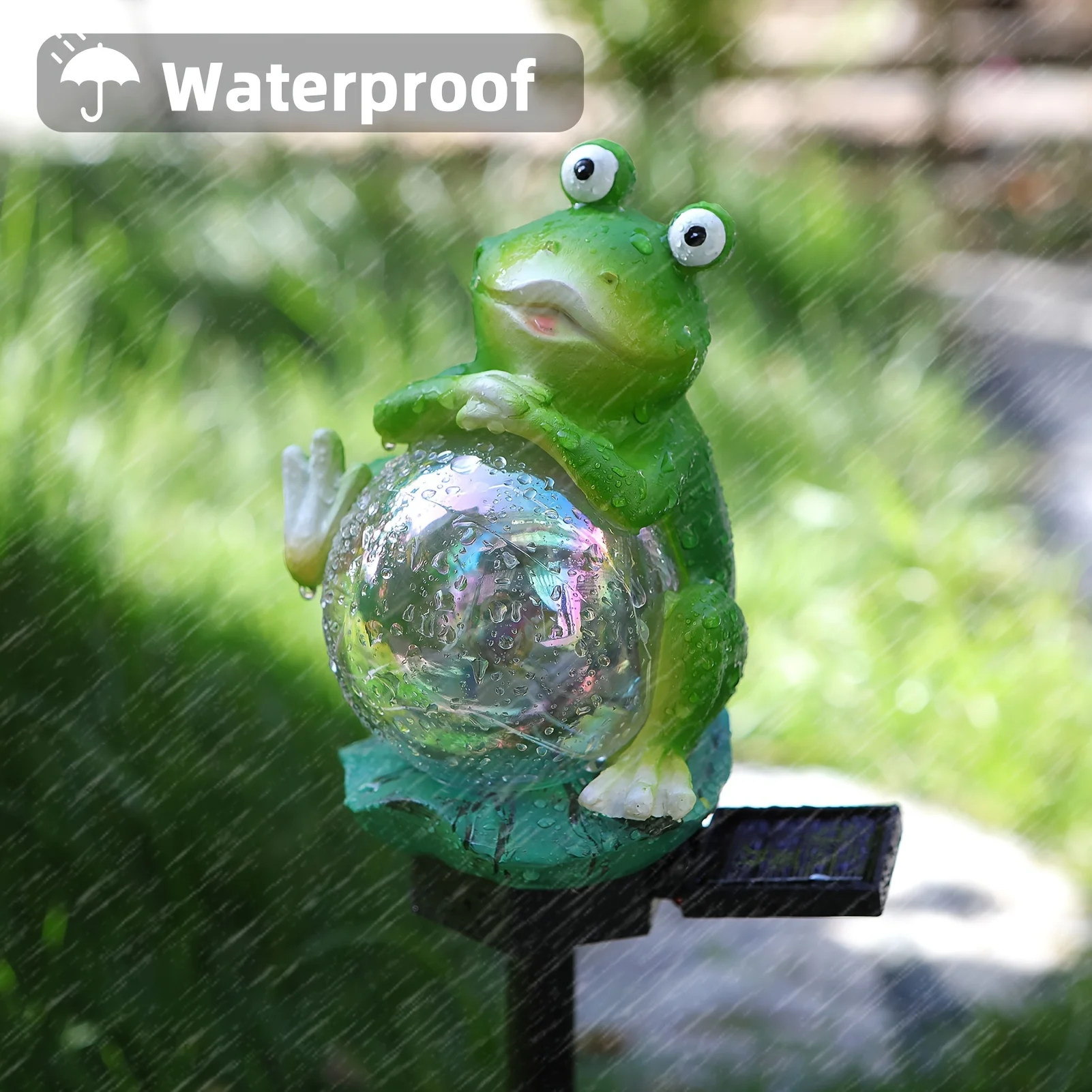 Garden Statues-Solar Decor Lights-Solar Frogs- Outdoor Lawn Frog for Pathway Balcony, Yard, Patio