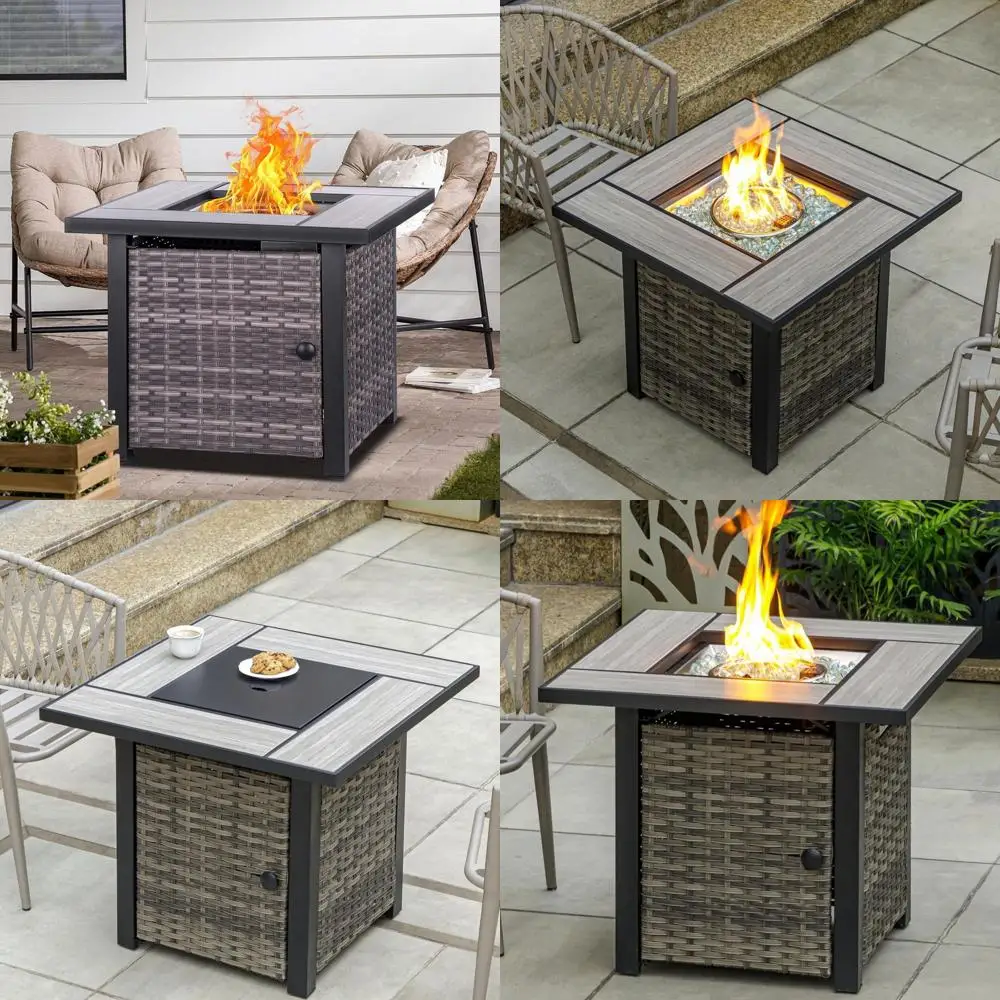 

Стол-очаг на 30 пропановых баллонов с керамической столешницей и боковыми стенками из ротанга, уличный газовый очаг для обедов и вечеринок, уличный обогреватель