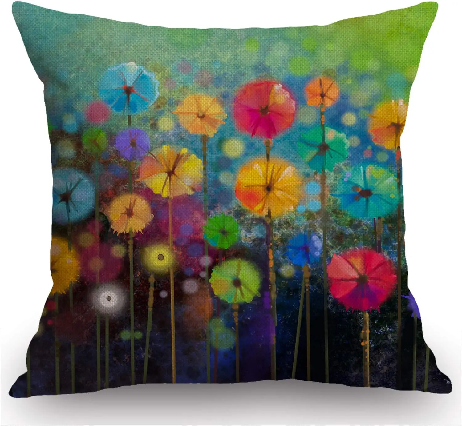 

Abstract Floral Watercolor Painting Throw Pillow Cover Colorful Spring Petal Flowers Cushion Case for Sofa Couch 18x18 Inches