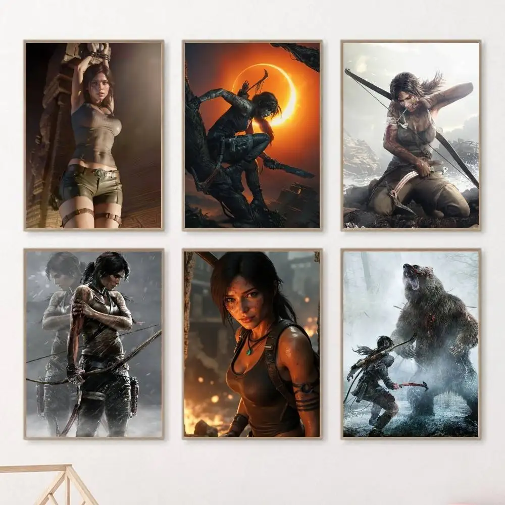 1 قطعة شخصيات اللعبة لارا كروفت ملصق ذاتية اللصق الفن مقاوم للماء ورقة ملصق مقهى بار غرفة جدار ديكور #2