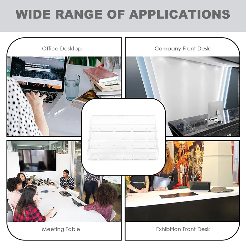 ABWR-Business Card Holder, 8 Pocket Acrylic Business Card Holder For Desk Business Card Stand Desktop Business Card Holders