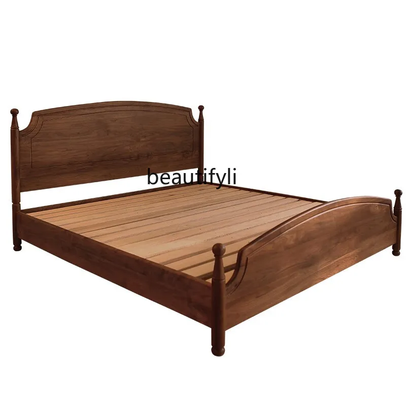 

North American black walnut bed American retro 1.5 meters master bedroom solid wood double bed 1.8 meters