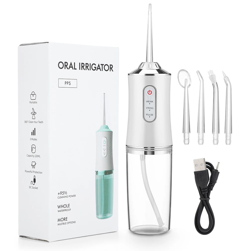 Máquina de lavar boca, poderoso irrigador portátil, jato de água dental, 3 modos, recarregável por usb, 4 jatos para limpeza dos dentes, saúde