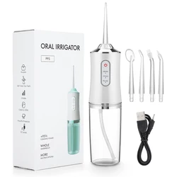 Lavadora bucal potente irrigador portátil, chorro de agua Dental, 3 modos, recargable por USB, 4 chorros para limpieza de dientes, salud