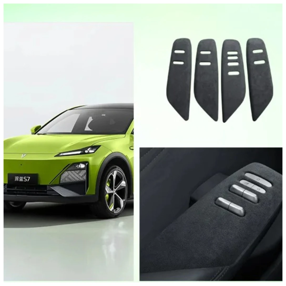 Marco para Botón de Ventanilla de Coche para Changan Deepal S7 S07 2023-2026, Cubierta de Panel de Gamuza - Accesorio de Decoración Premium para Vehículo