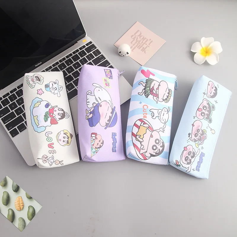 

Cute cartoon Crayon Shin-chan kawaii pen pouch pu single layer large capacity student learning supplies storage stationery bag