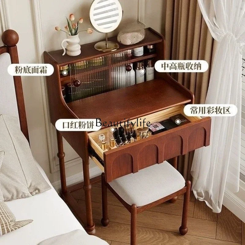 LJY * Tocador de estilo retro pequeño medieval francés tocador de madera maciza