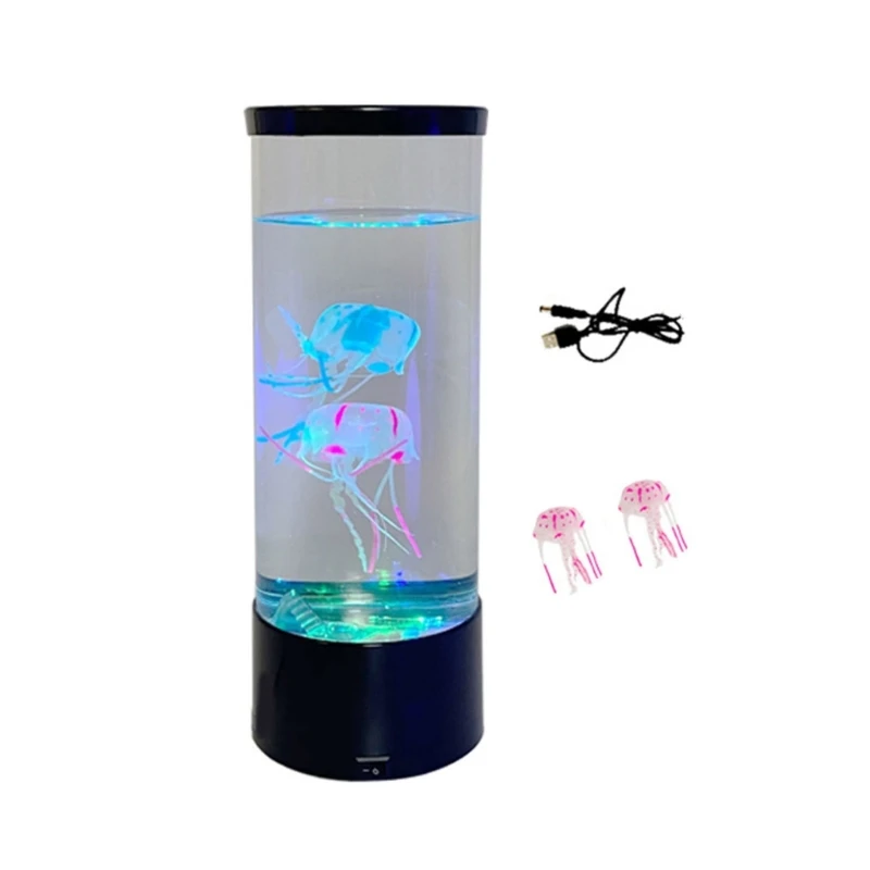 KX4B USB 해파리 램프 탱크 해양 야간 조명용 미니 수족관 LED 무드 라이트
