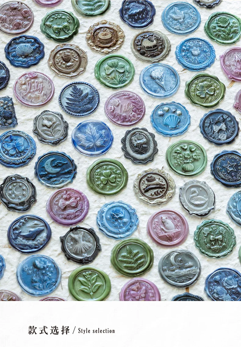 Wax Seal Stickers 3D Self Adhesive Stickers DIY Collage Supplies Creative Decor Stationery Sealing Aesthetics Stickers