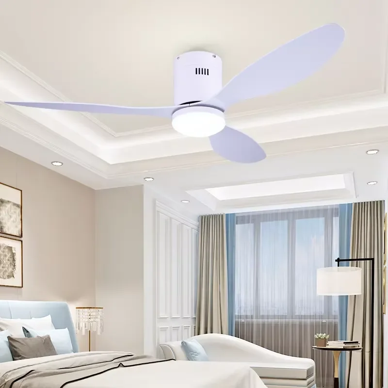 Dining Room Ceiling Fan Light with Remote Control LED Metal 5-Speed Modern Chandelier for Living Room
