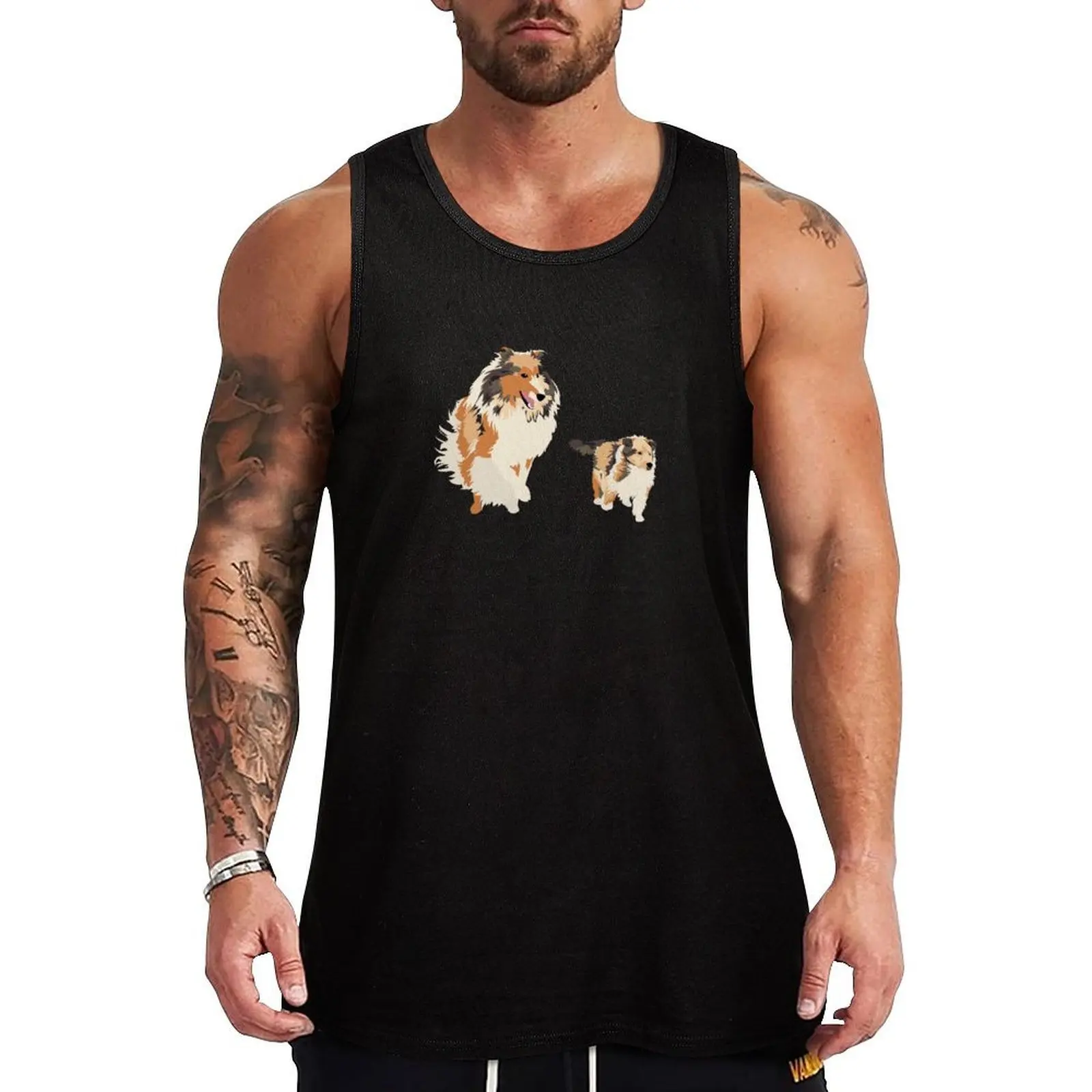 

Collie and Collie Puppy v.1 Tank Top fitness clothing for men bodybuilding men clothes T-shirt man