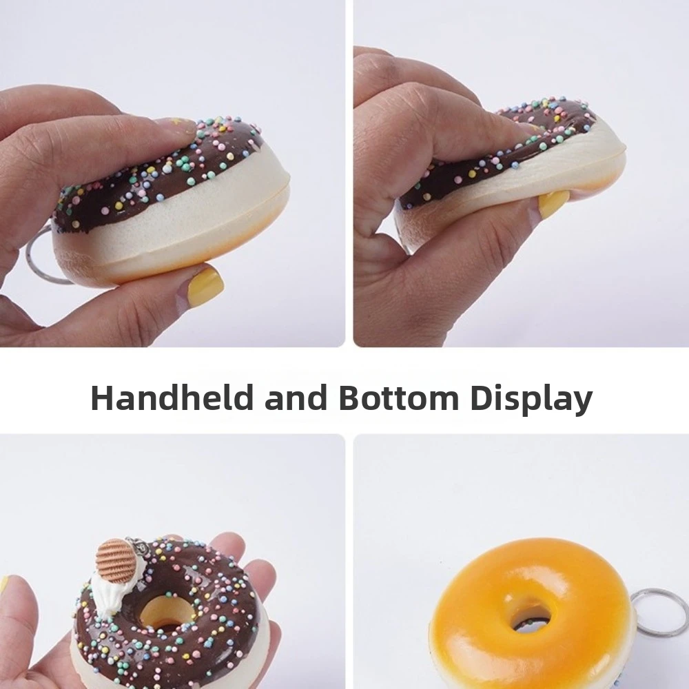 Simulated Food Donut Bread Squeeze Keychain Quick Rebound Kneading Donut Keychain Pendant Super Soft Mini Fidget