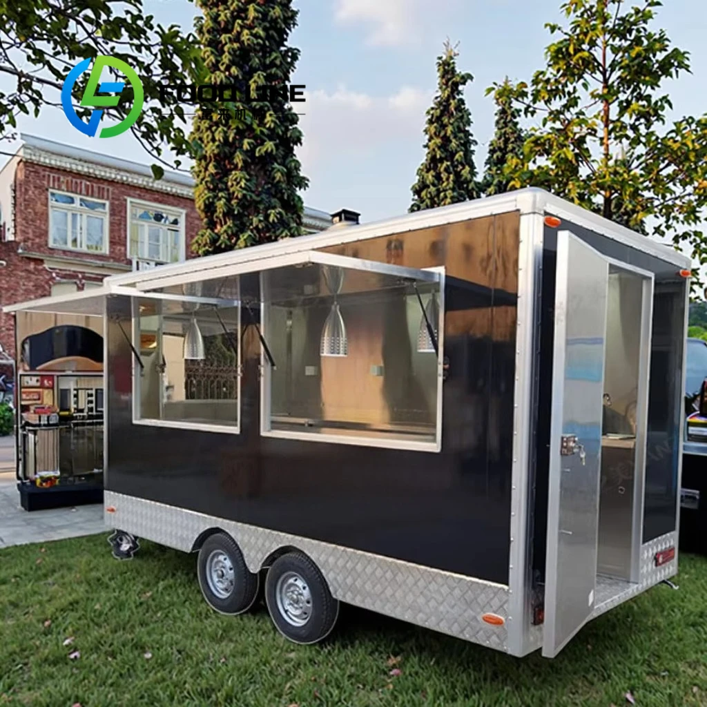 

13FT Bbq Coffee Mobile Cart Street Fast Food Truck Taco Food Truck Fully Equipped Kitchen Customized Outdoor Food Trailer