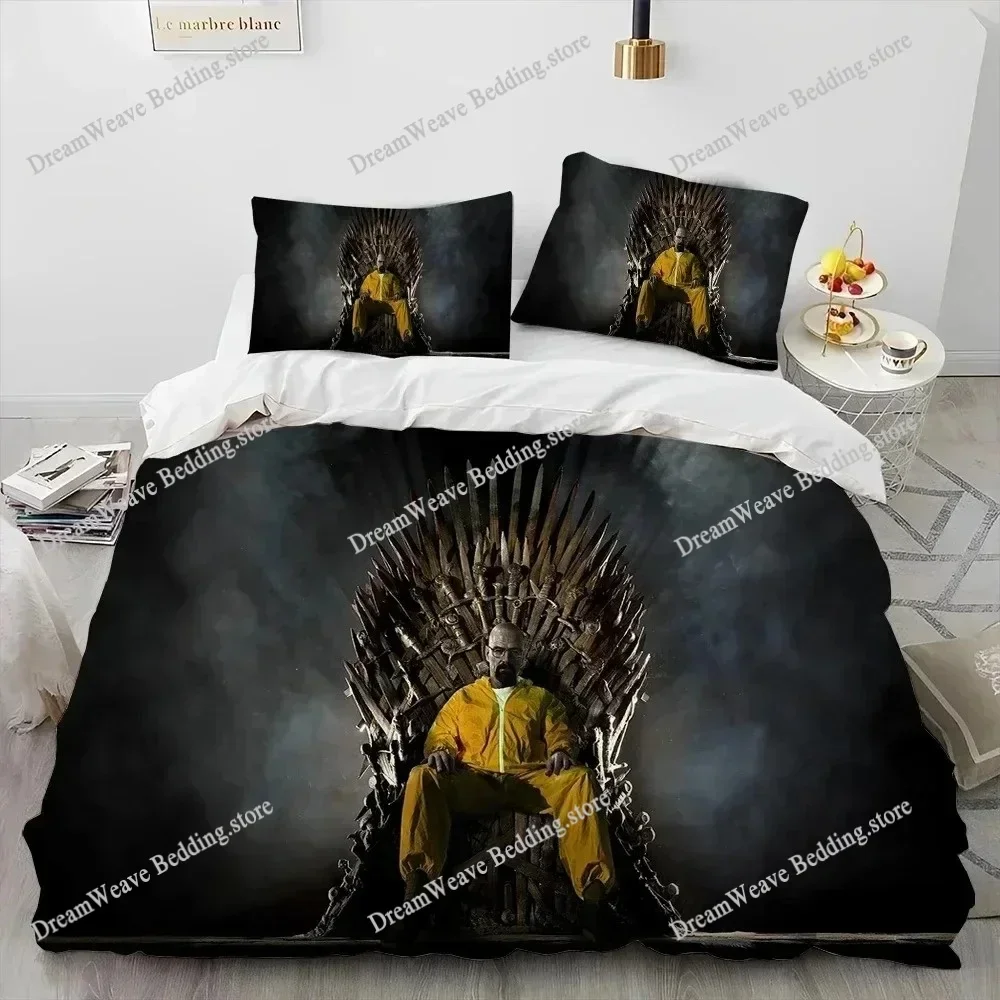 3D Breaking Bad Walter Hartwell Comforter Bedding Set,Duvet Cover Bed Set Quilt Cover Pillowcase,king Queen Size Bedding Set Boy