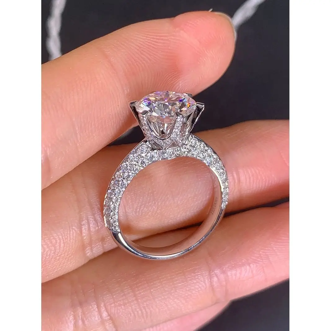 

Moissanite diamond ring rose gold six-claw luxury custom half of the country 235 carat wedding ring women