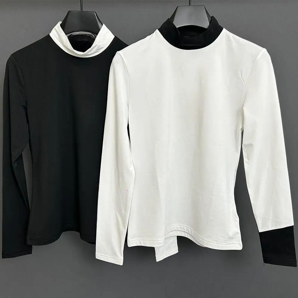 New Women Golf Long Sleeve High Neck Base Layer T‑Shirt Breathable Quick Dry Sweat Wicking Casual Sports Golf Tops