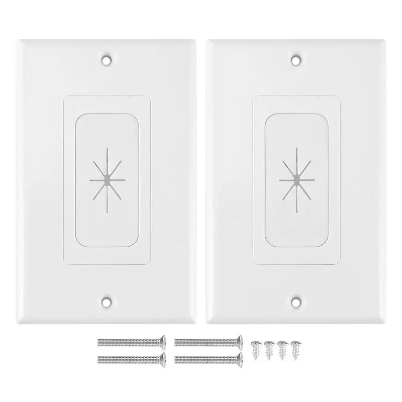 A19F-4 Pack Flexible Rubber Wall Grommet Insert With Decorator Wall Plate, 1-Gang Pass Through Plate For Low-Voltage Cables
