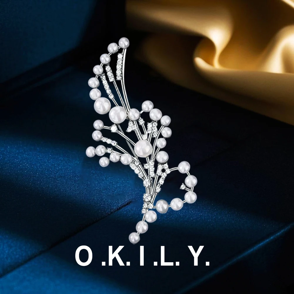 High-end Starry Sky Handmade Freshwater Pearl Brooch Irregular Wave Micro-zircon Broche for Women's Coat Jacket Suit Accessories
