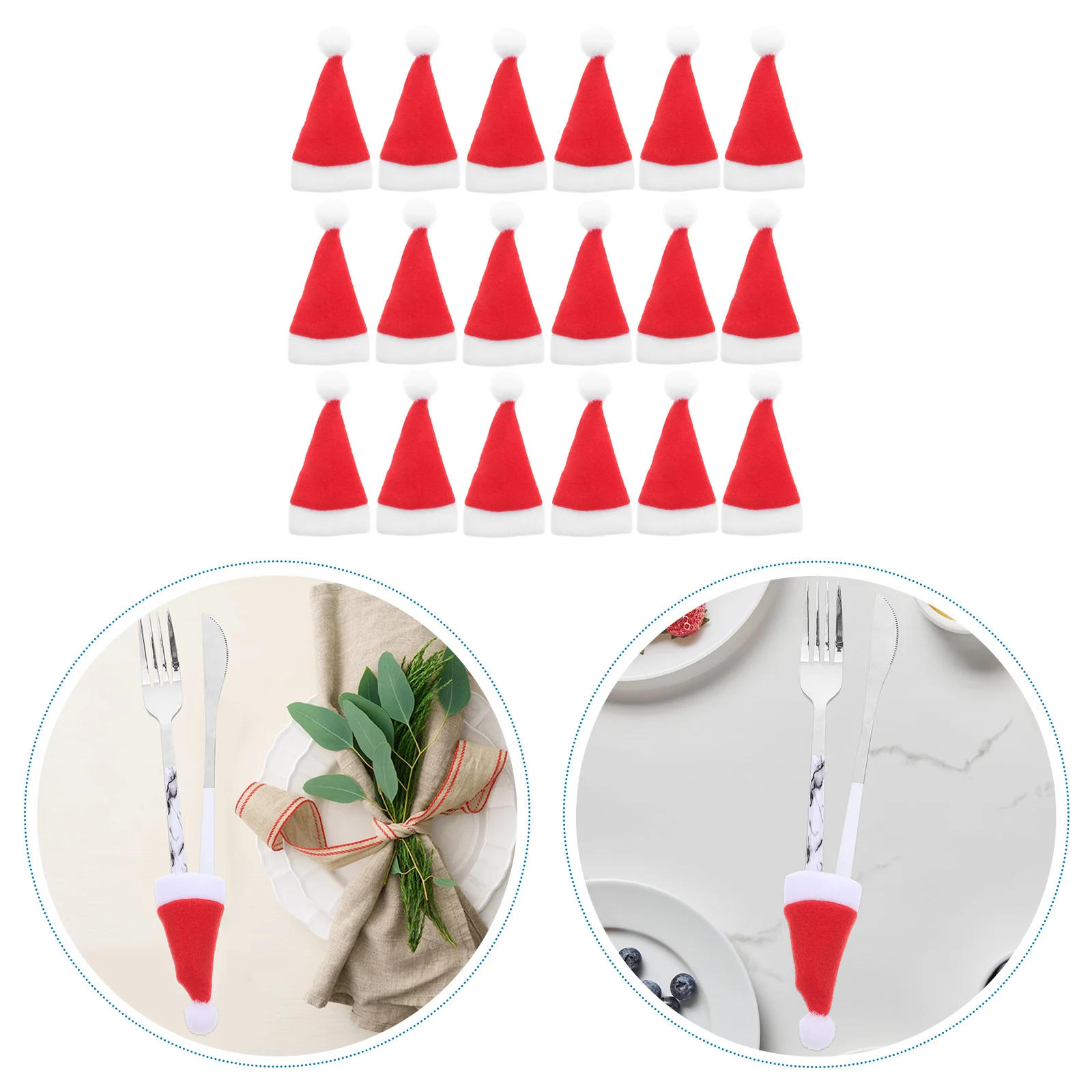 

36Pcs Mini Christmas Cap Santa Craft - Breathable Fabric Utensil Pouch - Festive Cutlery Holder for Holiday Dinner - Xmas Bottle