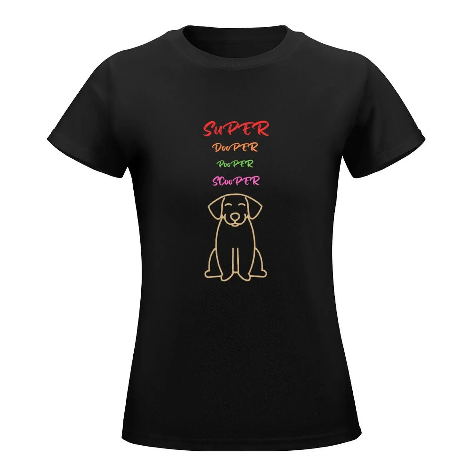 Super Dooper Pooper Scooper and little dog T-Shirt customs design your own plain Summer Women's clothing