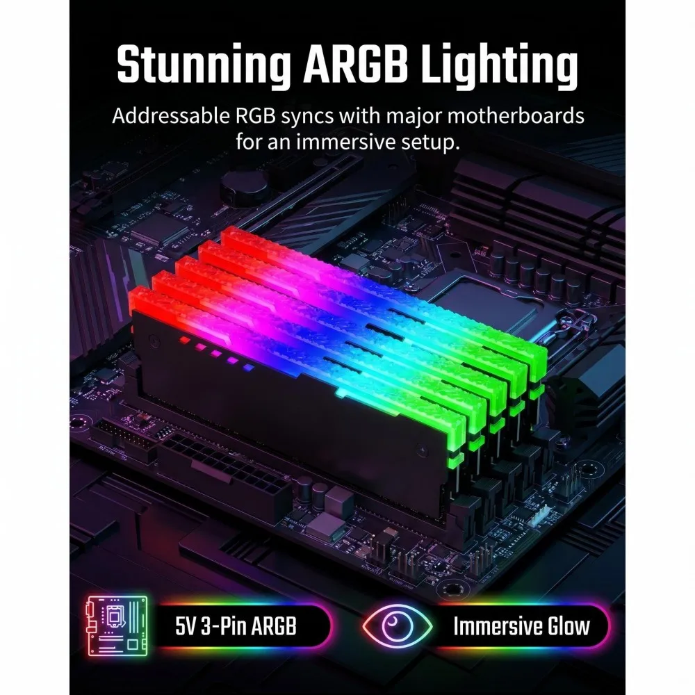 TISHRIC Cooler de Memória RAM ARGB para Desktop DDR5 DDR4 DDR3 DDR2 com Thermal Pad 5V 3PIN ARGB Cooling Vest