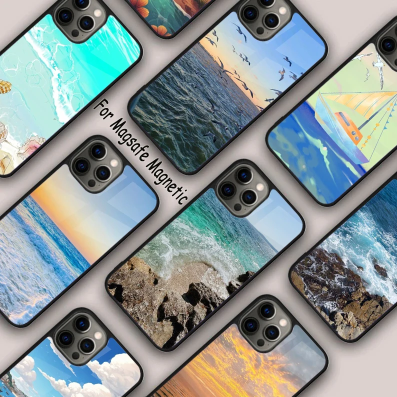 Vacation Ocean Beach Wave Travel Magnetic Phone Case For APPLE iPhone 16 14 13 12 11 Pro Max 15 Plus Wireless MagSafe Cover