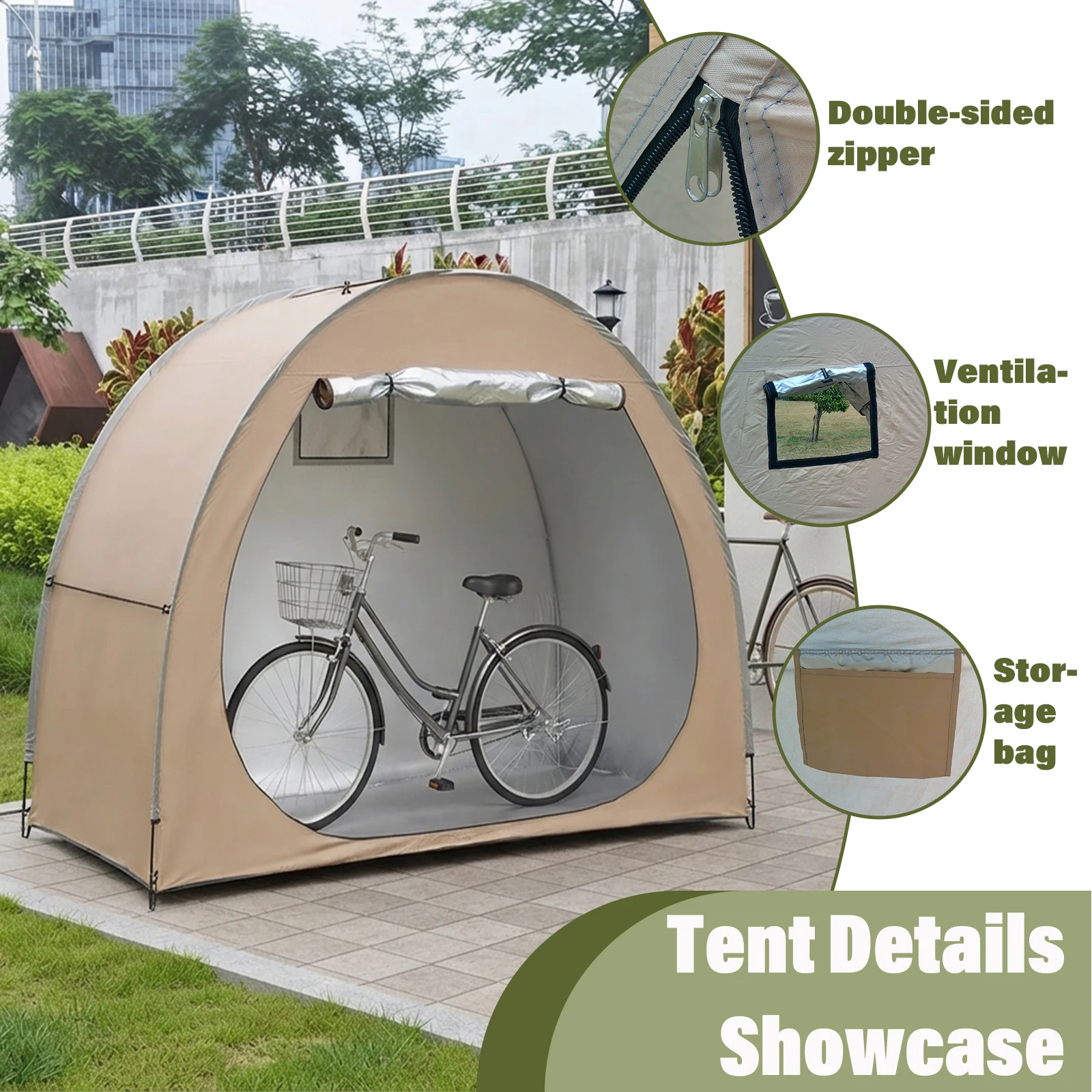 1-2 Bikes Compact Foldable Bike Storage Shed, Bicycle Tent, Space-Saving Outdoor Shelter