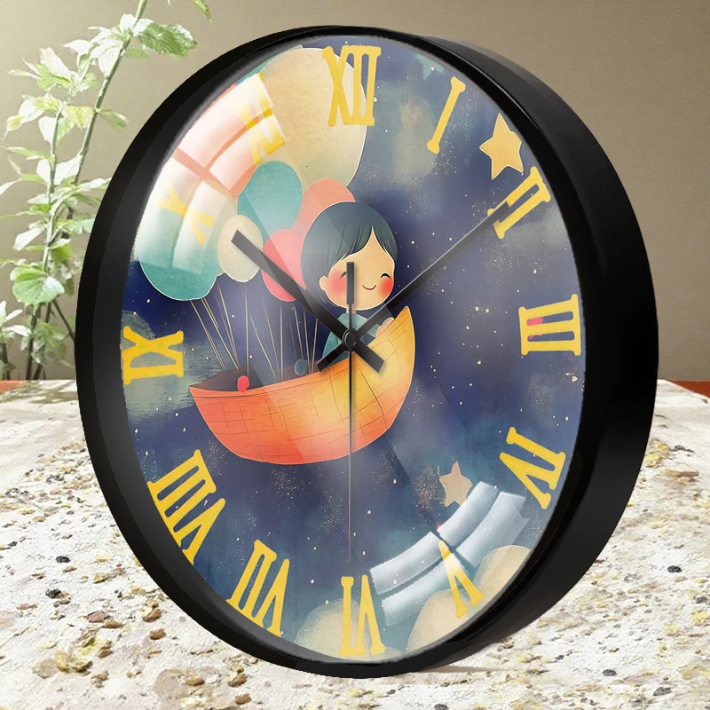 Fairy Tale World Cartoon Round Silent Hanging Wall Clock, Suitable For Living Room, School, Study Room,Bedroom, Children's Gifts
