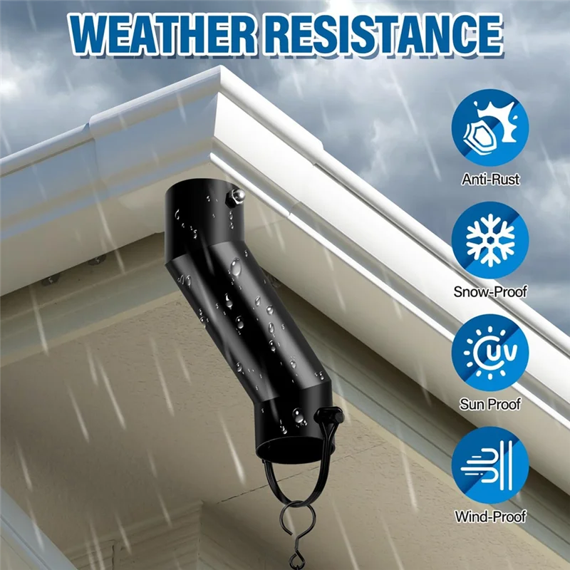 A19F-Rain Chain Gutter Adapter Black Installation Suit For Gutter Downspout Outlet